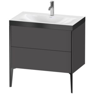 Duravit XViu Table de toilette XV4710OB249P 80x48cm, 2 2000 - out, Match2 trou de coulée, noir mat, Cadres P, graphite mat
