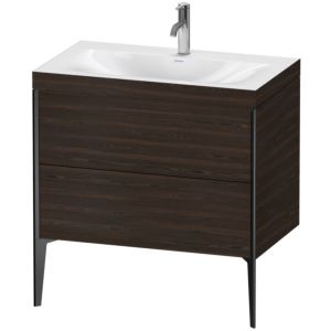 Duravit XViu Table de toilette XV4710OB269C 80x48cm, 2 2000 - out, Match2 trou de coulée, noir mat, Cadres C, noyer satiné