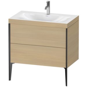 Duravit XViu Table de toilette XV4710OB271C 80x48cm, 2 2000 - out, Match2 trou de coulée, noir mat, Cadres C, le chêne méditerranéen