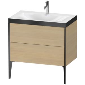Duravit XViu Table de toilette XV4710OB271P 80x48cm, 2 2000 - out, Match2 trou de coulée, noir mat, Cadres P, le chêne méditerranéen