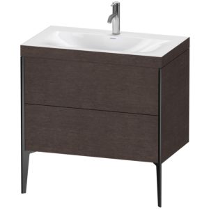 Duravit XViu Table de toilette XV4710OB272C 80x48cm, 2 2000 - out, Match2 trou de coulée, noir mat, Cadres C, brossé chêne foncé
