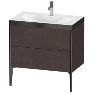 Duravit XViu Table de toilette XV4710OB272P 80x48cm, 2 2000 - out, Match2 trou de coulée, noir mat, Cadres P, chêne foncé brossé