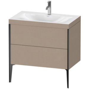 Duravit XViu Table de toilette XV4710OB275C 80x48cm, 2 2000 - out, Match2 trou de coulée, noir mat, Cadres C, le lin