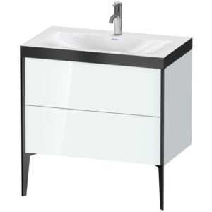 Duravit XViu Waschtisch-Unterschrank XV4710OB285P 80x48cm, 2 Auszüge, 1 Hahnloch, schwarz matt, Rahmen P, weiß hochglanz