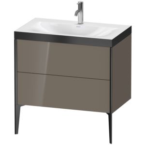 Duravit XViu Table de toilette XV4710OB289P 80x48cm, 2 2000 - out, Match2 trou de coulée, noir mat, Cadres P, flanelle gris brillant