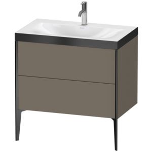 Duravit XViu Table de toilette XV4710OB290P 80x48cm, 2 2000 - out, Match2 trou de coulée, noir mat, Cadres P, flanelle gris mat de soie