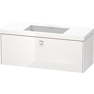 Duravit Brioso c-bonded vasque avec soubassement BR4603N1022, 120x48cm blanc brillant / chrome sans robinet.