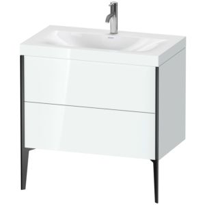 Duravit XViu vanity unit XV4710OB285C 80x48cm, 2 2000 outs, match2 tap hole, black matt, Rahmen C, white high gloss