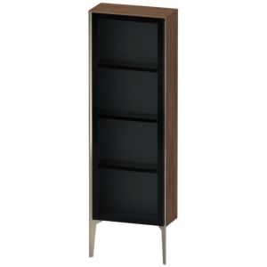 XViu Duravit high cabinet XV1366LB121 50x24x133cm, glass door, matt champagne, door on the left, dark walnut
