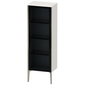 Duravit XViu Halbhochschrank XV1368LB185 50x36x133cm, Glastür, champagner matt, Tür links, weiß hochglanz