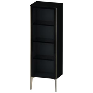 XViu Duravit 50x36x133cm de XV1368RB140 haute armoire, porte en verre, champagne mat, porte à droite, noir brillant