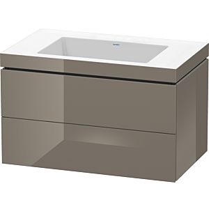 L-Cube Duravit vasque LC6927N8989 80 x 48 cm, sans trou pour robinet, gris flanelle brillant, 2 tiroirs