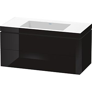 Duravit L-Cube vanity unit LC6928N4040 100 x 48 cm, without tap hole, black high gloss, 2 drawers