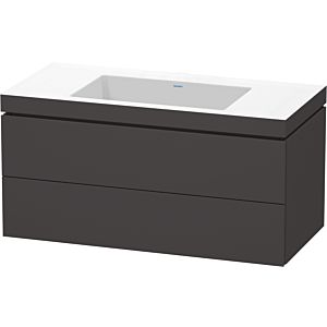 Duravit L-Cube vanity unit LC6928N8080 100 x 48 cm, without tap hole, graphite super matt, 2 drawers