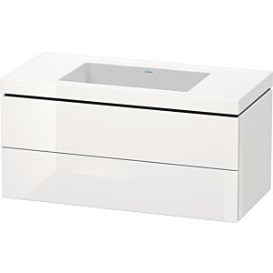Duravit L-Cube Waschtisch-Unterschrank LC6928N8585 100 x 48 cm, ohne Hahnloch, weiß hochglanz, 2 Schubkästen