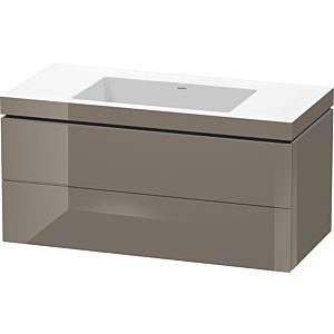Duravit L-Cube Waschtisch-Unterschrank LC6928N8989 100 x 48 cm, ohne Hahnloch, flannel grey hochglanz, 2 Schubkästen