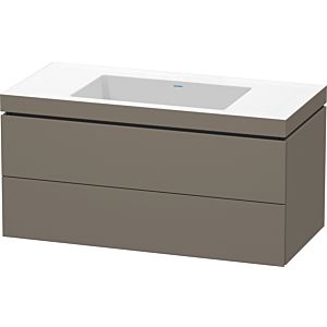 L-Cube Duravit vasque LC6928N9090 100 x 48 cm, sans trou pour robinet, finition gris flanelle satiné, 2 tiroirs