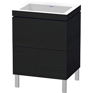 Duravit L-Cube Waschtisch-Unterschrank LC6936N1616 60 x 48 cm, ohne Hahnloch, Eiche schwarz, 2 Auszüge, bodenstehend