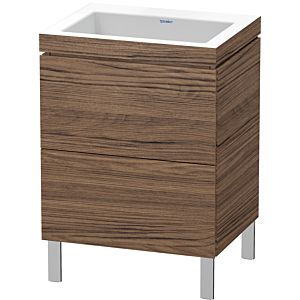 Duravit L-Cube vanity unit LC6936N2121 60 x 48 cm, without tap hole, dark walnut, 2 pull-outs, floor-standing