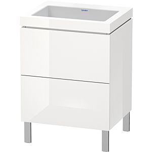 Duravit L-Cube Waschtisch-Unterschrank LC6936N2222 60 x 48 cm, ohne Hahnloch, weiß hochglanz, 2 Auszüge, bodenstehend