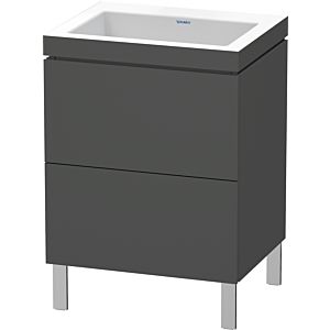 L-Cube Duravit vasque LC6936N4949 60 x 48 cm, sans trou pour robinet, graphite mat, 2 coulissants, au sol