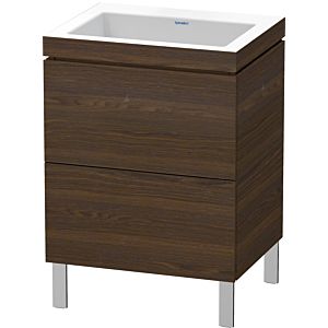 Duravit L-Cube vanity unit LC6936N6969 60 x 48 cm, without tap hole, brushed walnut, 2 pull-outs, floor-standing