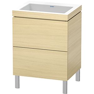 L-Cube Duravit vasque LC6936N7171 60 x 48 cm, sans trou pour robinet, chêne méditerranéen, 2 coulissants, au sol