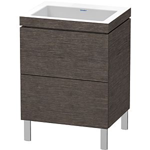 Duravit L-Cube vanity unit LC6936N7272 60 x 48 cm, without tap hole, brushed dark oak, 2 pull-outs, floor-standing