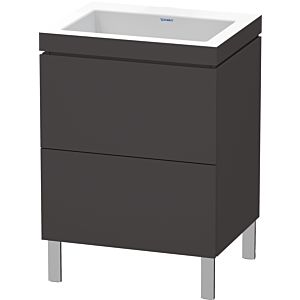 Duravit L-Cube vanity unit LC6936N8080 60 x 48 cm, without tap hole, graphite super matt, 2 pull-outs, floor-standing