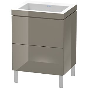 Duravit L-Cube vanity unit LC6936N8989 60 x 48 cm, without tap hole, flannel gray high gloss, 2 pull-outs, floor-standing