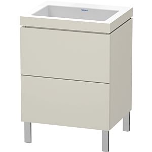 L-Cube Duravit vasque LC6936N9191 60 x 48 cm, sans trou pour robinet, taupe mat, 2 coulissants, au sol