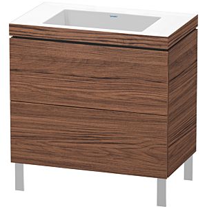 Duravit L-Cube Waschtisch-Unterschrank LC6937N2121 80 x 48 cm, ohne Hahnloch, nussbaum dunkel, 2 Auszüge, bodenstehend