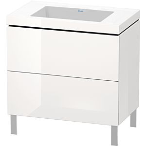 Duravit L-Cube Waschtisch-Unterschrank LC6937N2222 80 x 48 cm, ohne Hahnloch, weiß hochglanz, 2 Auszüge, bodenstehend