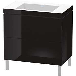 L-Cube Duravit vasque LC6937N4040 80 x 48 cm, sans trou pour robinet, noir brillant, 2 coulissants, au sol