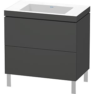 L-Cube Duravit vasque LC6937N4949 80 x 48 cm, sans trou pour robinet, graphite mat, 2 coulissants, au sol