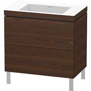 L-Cube Duravit vasque LC6937N6969 80 x 48 cm, sans trou pour robinet, noyer brossé, 2 coulissants, au sol