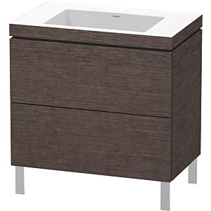 L-Cube Duravit vasque LC6937N7272 80 x 48 cm, sans trou pour robinet, chêne foncé brossé, 2 coulissants, sur pied