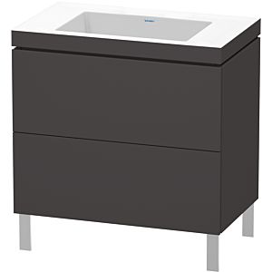 Duravit L-Cube vanity unit LC6937N8080 80 x 48 cm, without tap hole, graphite super matt, 2 pull-outs, floor-standing