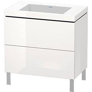 Duravit L-Cube vanity unit LC6937N8585 80 x 48 cm, without tap hole, white high gloss, 2 pull-outs, floor-standing