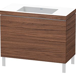 L-Cube Duravit vasque LC6938N2121 100 x 48 cm, sans trou pour robinetterie, noyer foncé, 2 coulissants, au sol