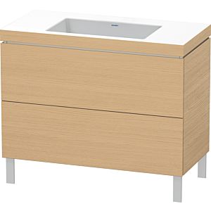 Duravit L-Cube meuble sous-vasque LC6938N3030 100 x 48 cm, sans trou pour robinetterie, Eiche natur , 2 coulissants, au sol