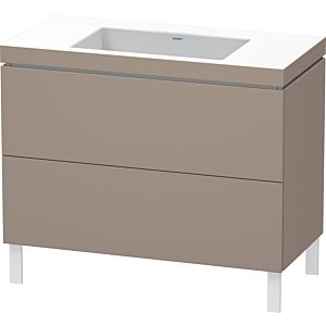 L-Cube Duravit vasque LC6938N4343 100 x 48 cm, sans trou pour robinet, basalte mat, 2 coulissants, au sol
