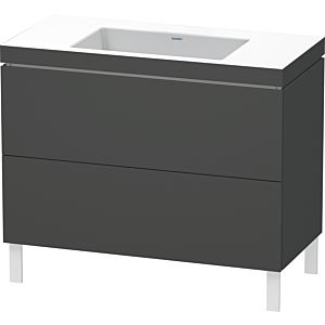 L-Cube Duravit vasque LC6938N4949 100 x 48 cm, sans trou pour robinet, graphite mat, 2 coulissants, au sol
