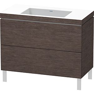 Duravit L-Cube vanity unit LC6938N7272 100 x 48 cm, without tap hole, brushed dark oak, 2 pull-outs, floor-standing