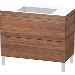 L-Cube Duravit vasque LC6938N7979 100 x 48 cm, sans trou pour robinet, noyer naturel, 2 coulissants, au sol