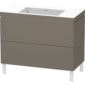 Duravit L-Cube Waschtisch-Unterschrank LC6938N9090 100 x 48 cm, ohne Hahnloch, flannel grey seidenmatt, 2 Auszüge, bodenstehend