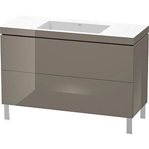 Duravit L-Cube Waschtisch-Unterschrank LC6939N8989 120 x 48 cm, ohne Hahnloch, flannel grey hochglanz, 2 Auszüge, bodenstehend