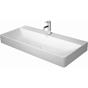 Duravit DuraSquare Möbel-Waschtisch 2353100014 100 x 47 cm, ohne Überlauf, mit Hahnlochbank, weiß, 2 Hahnlöcher
