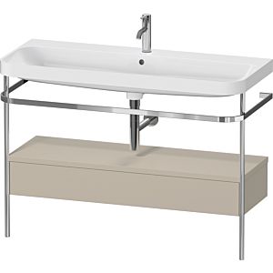 Duravit Happy D.2 Plus Möbelwaschtisch-Kombination HP4844O60600000 117,5x49cm, mit Metallkonsole, 1 Hahnloch, taupe seidenmatt