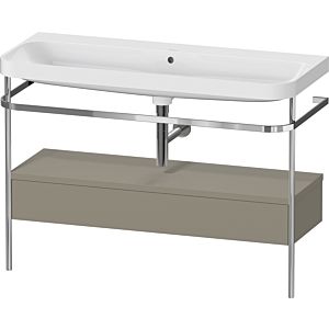 Duravit Happy D.2 Plus combinaison lavabo pour meuble HP4844N92920000 117,5x49cm, avec console en métal, sans trou pour robinet, gris pierre satiné mat